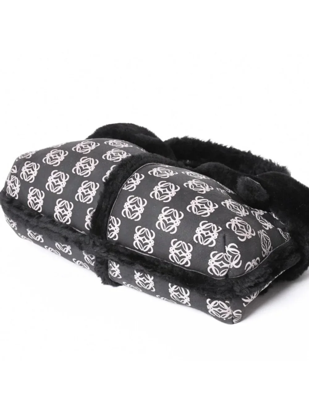 Loewe Handbag Anagram Black Shearling Leather Silver